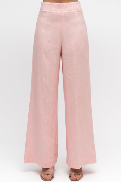 Sutton Flat Front Linen Pant - Pink