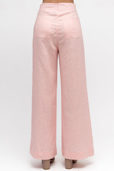 Sutton Flat Front Linen Pant - Pink