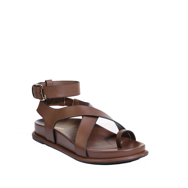 ~ LOS CABOS Valencia Cross Over Sandal - Chestnut