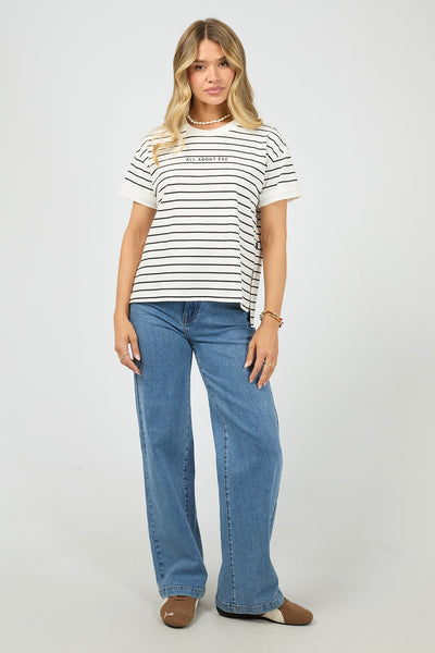 AAE Washed Stripe Tee - Black