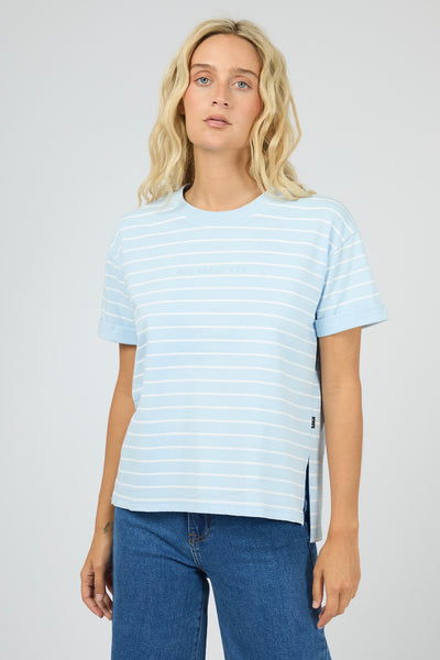 AAE Washed Stripe Tee - Ocean Blue