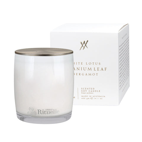 ~ Urban Rituelle Alchemy Scented Soy Candle - White Lotus, Geranium Leaf & Bergamot