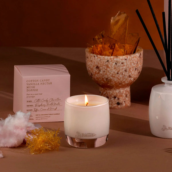 ~ Urban Rituelle Apotheca Scented Soy Candle - Cotton Candy, Vanilla Nectar, Musk & Toffee