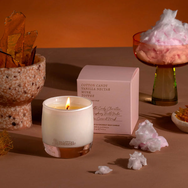 ~ Urban Rituelle Apotheca Scented Soy Candle - Cotton Candy, Vanilla Nectar, Musk & Toffee