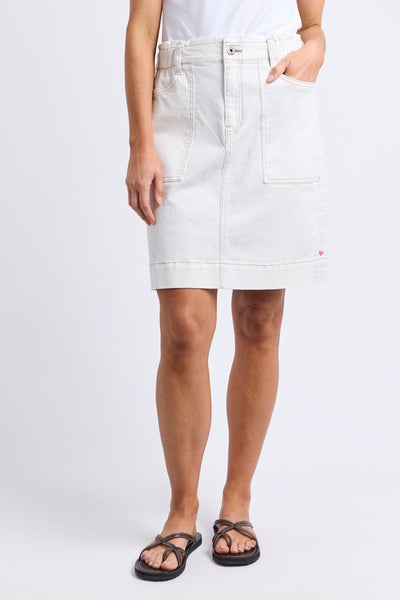 Atlas Denim Skirt - Vintage White