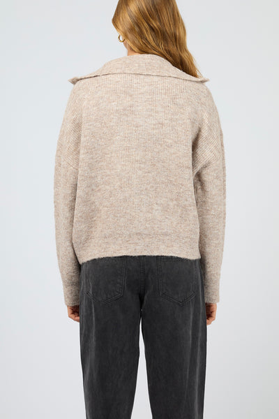 Bonni Knit Quarter Zip Jumper - Brown
