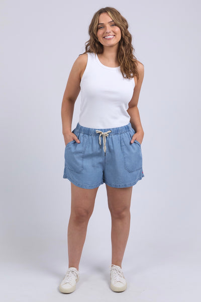 Elliot Chambray Short - Mid Blue Wash