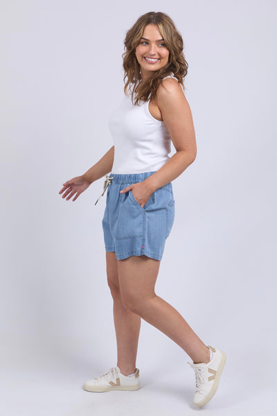 Elliot Chambray Short - Mid Blue Wash