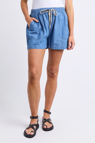 Elliot Chambray Short - Mid Blue Wash