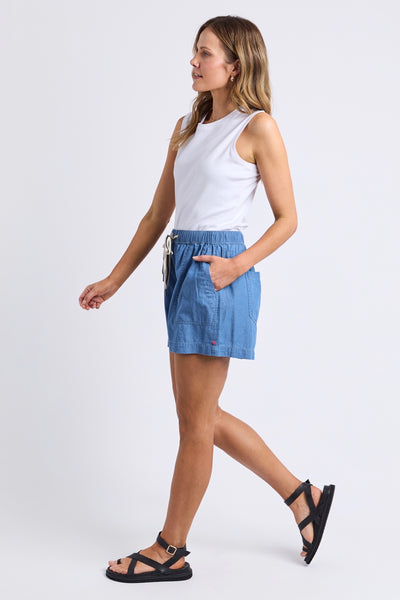 Elliot Chambray Short - Mid Blue Wash