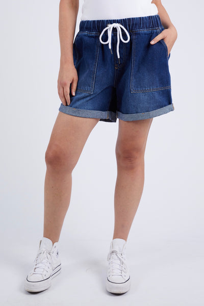 Emma Relaxed Denim Short - Dark Blue Wash