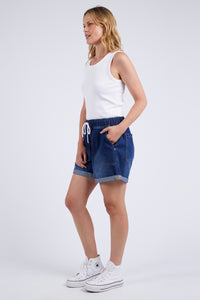 Emma Relaxed Denim Short - Dark Blue Wash