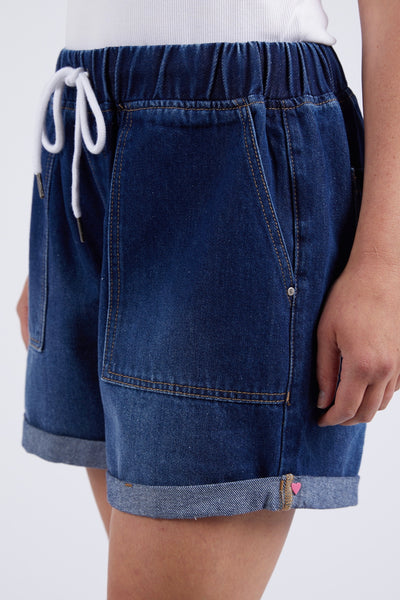 Emma Relaxed Denim Short - Dark Blue Wash