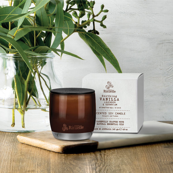 ~ Urban Rituelle Flourish Organics Scented Soy Candle - Vanilla, Lavender & Geranium