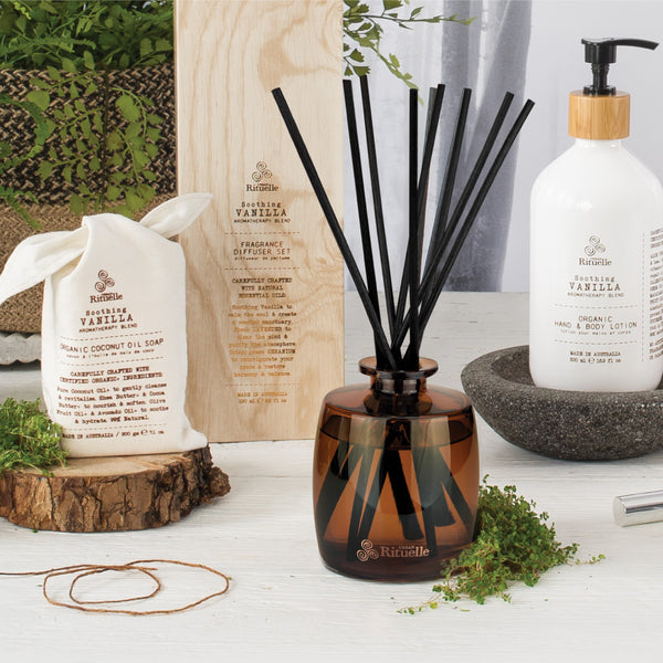 ~ Urban Rituelle Flourish Organics Fragrance Diffuser Set - Vanilla, Lavender & Geranium