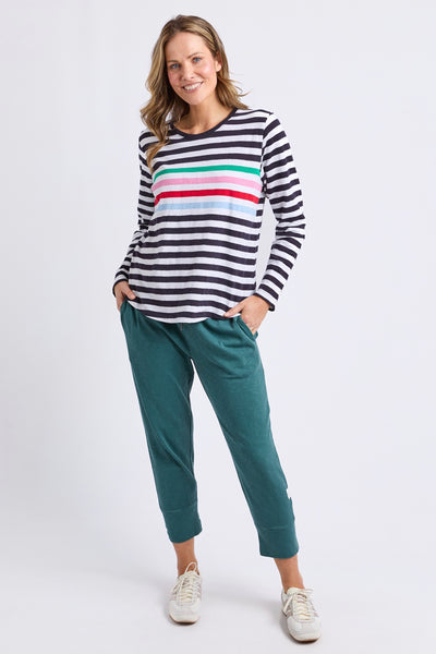 Harmony L/S Tee - Navy/White/Rainbow Stripe