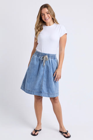 Paisley Denim Skirt - Light Blue Wash