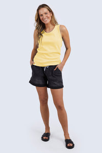 Rib Crew Tank - Pale Banana