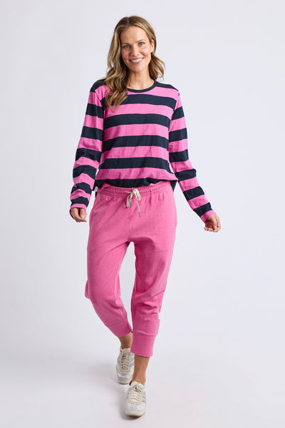 Spritz Stripe L/S Tee - Hot Pink & Navy Stripe