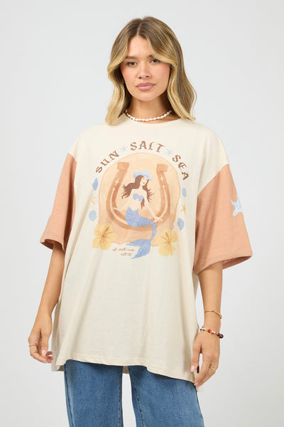 Sun Salt Sea Oversized Tee - Vanilla