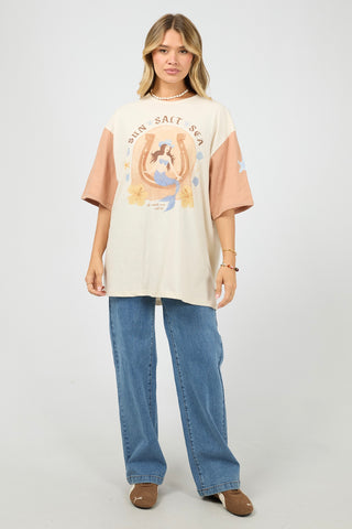 Sun Salt Sea Oversized Tee - Vanilla