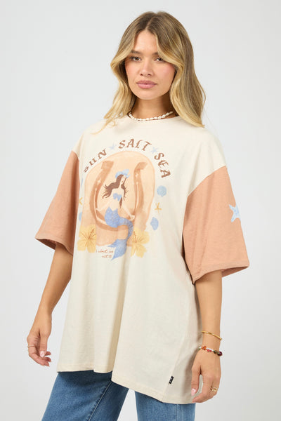 Sun Salt Sea Oversized Tee - Vanilla