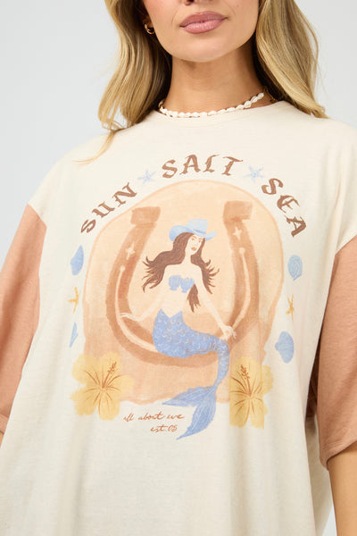 Sun Salt Sea Oversized Tee - Vanilla