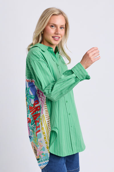 Tropical Muse Shirt - Greenbriar Stripe