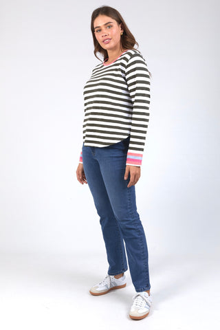 Unity L/S Tee - Khaki & White Stripe