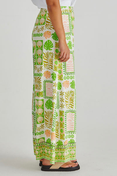 Emmett Wide Leg Pant - Green Shell Patchwork