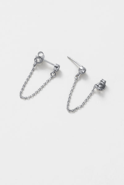 ~ Zafino Crystal Chain Wrap Earring - Silver