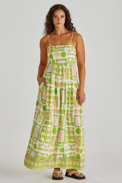 Emmett Maxi Dress - Green Shell Patchwork