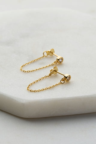 ~ Zafino Crystal Chain Wrap Earring - Gold