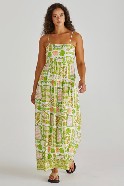 Emmett Maxi Dress - Green Shell Patchwork