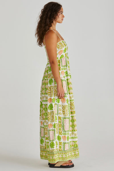 Emmett Maxi Dress - Green Shell Patchwork