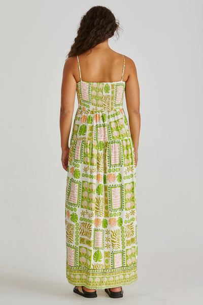Emmett Maxi Dress - Green Shell Patchwork