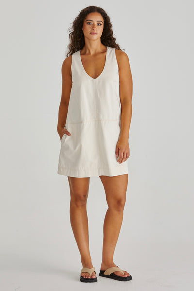 Marcy Denim Shift Dress - Parchment