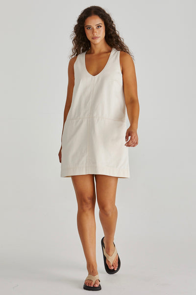 Marcy Denim Shift Dress - Parchment