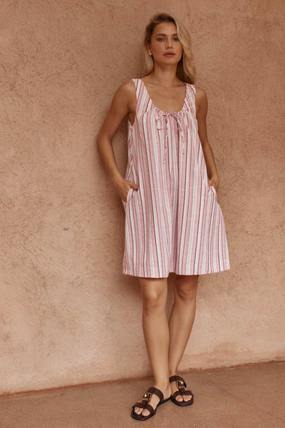 Nikolai Multi Stripe Mini Dress - Pink Multi