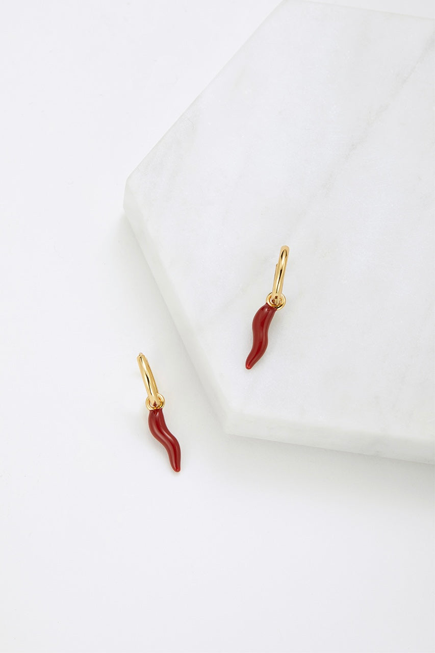 ~ Zafino Red Chilli Earring - Gold