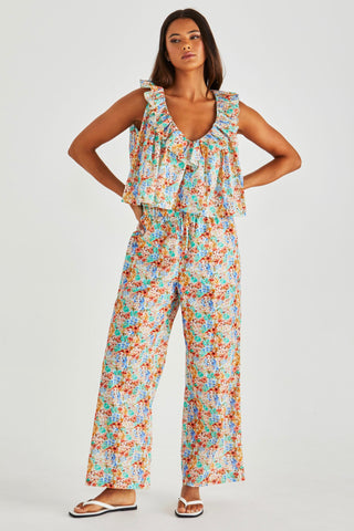 Panna Ruffled Neck Tank - Blossom