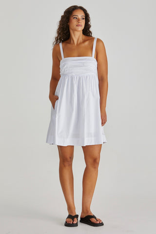 Laurie Empire Line Mini Dress - White