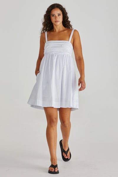 Laurie Empire Line Mini Dress - White