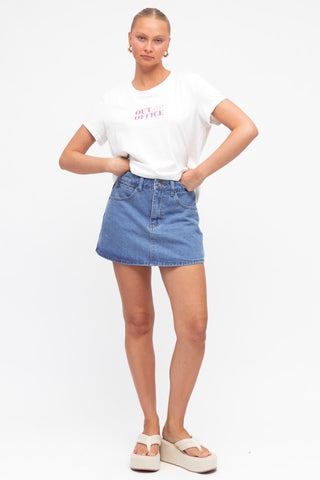 Alex Denim Skorts - Mid Blue