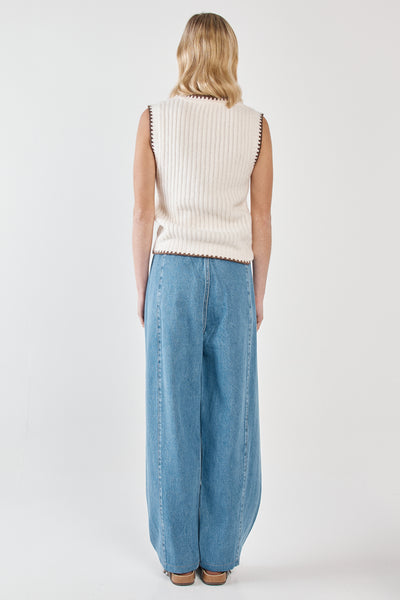 Tonia Knit Vest - Cream/Mushroom