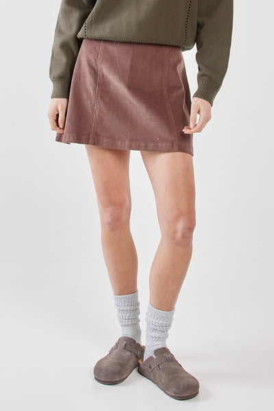 Parco Cord Mini Skirt - Mushroom