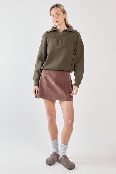 Parco Cord Mini Skirt - Mushroom