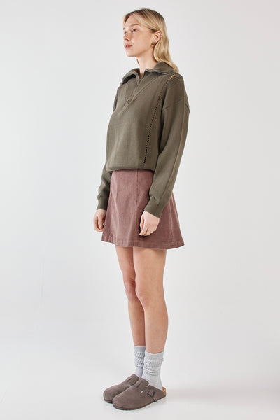 Parco Cord Mini Skirt - Mushroom