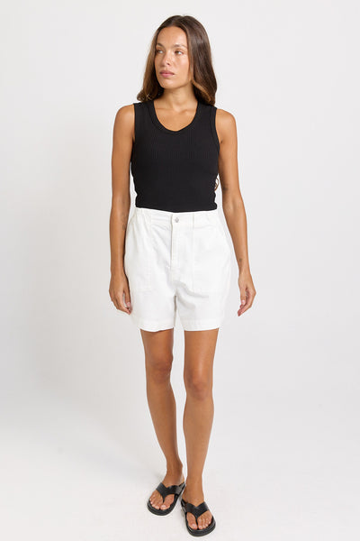 Drew Denim Short - White