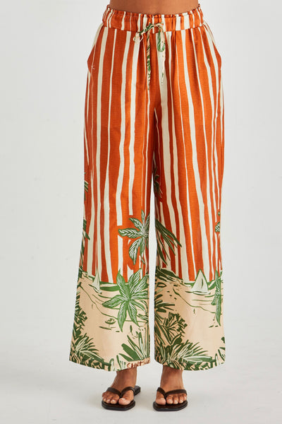 Mina Elasticated Pant - Palm Stripe
